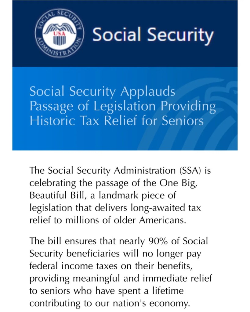 No More Taxes on US Social Security for Seniors