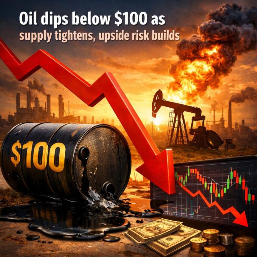 Oil dips below $100 as supply tightens, upside risk builds