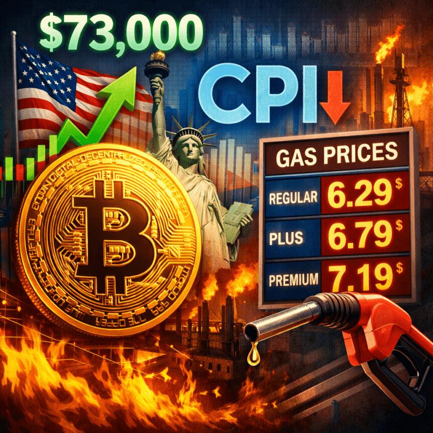 Bitcoin Hits $73K as US CPI Data Cools, Gas Prices Hit 60-Year High