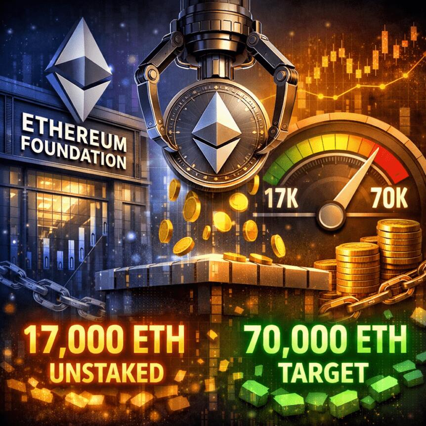 Ethereum Foundation Unstakes 17K ETH as 70K Staking Target Nears