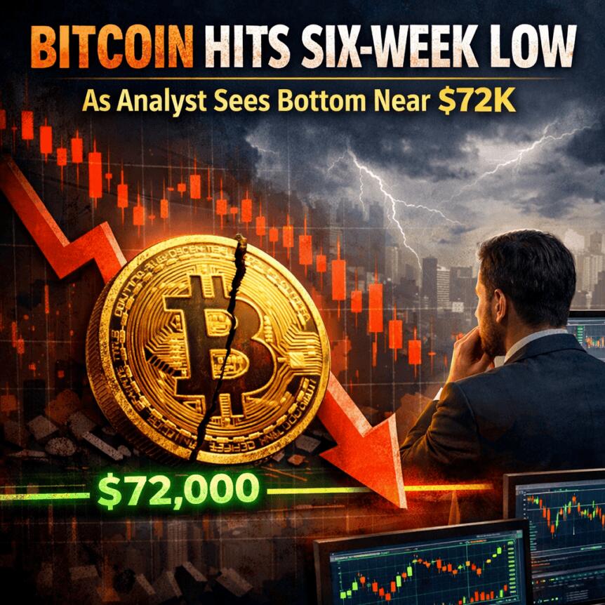 Bitcoin hits six-week low as analyst sees bottom near $72K