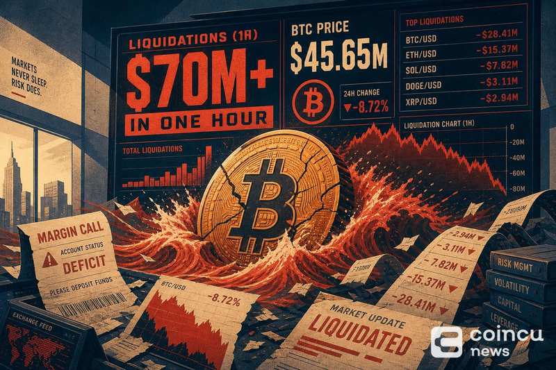 Crypto Liquidations Top $70M in One Hour as Bitcoin