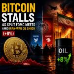 Bitcoin stalls as split FOMC meets amid Iran-war oil shock (+8%)
