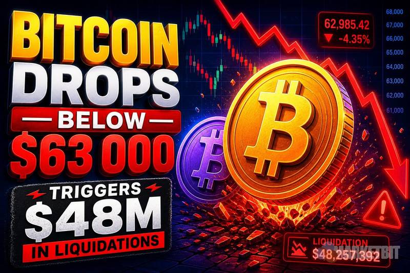 Bitcoin Drops Below $63,000 as $48 Million in Liquidations