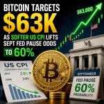 Bitcoin Targets $63K as Softer US CPI Lifts Sept Fed Pause Odds to 60%